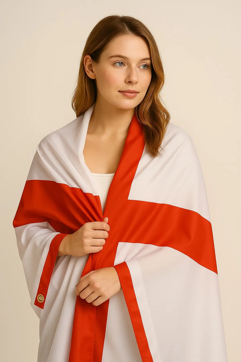 England fan holding a St George's Cross flag